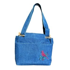 Bag Lady Embroidered Denim Cardinal Spring Bag